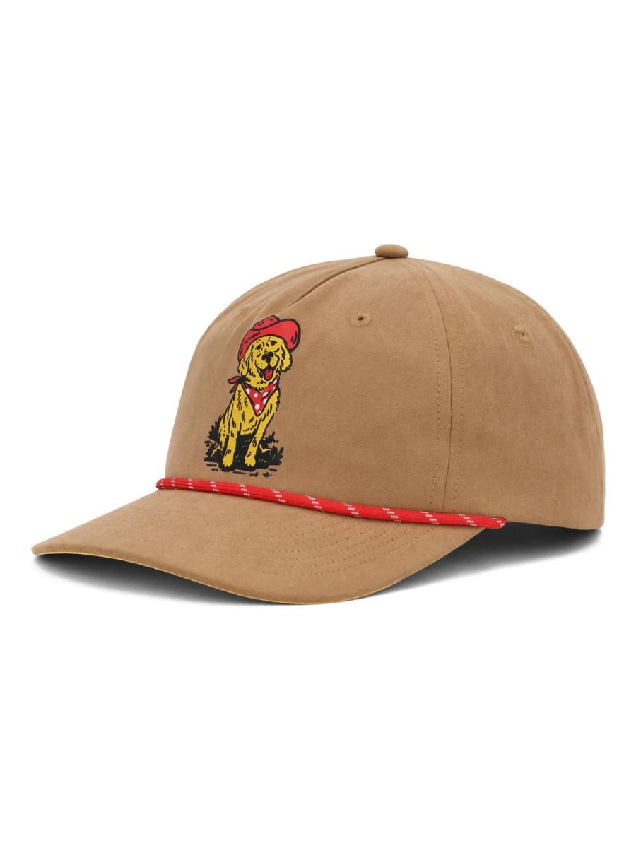 Brown hat with a Cowboy Golden Retriever design from Goldens in Golden.
