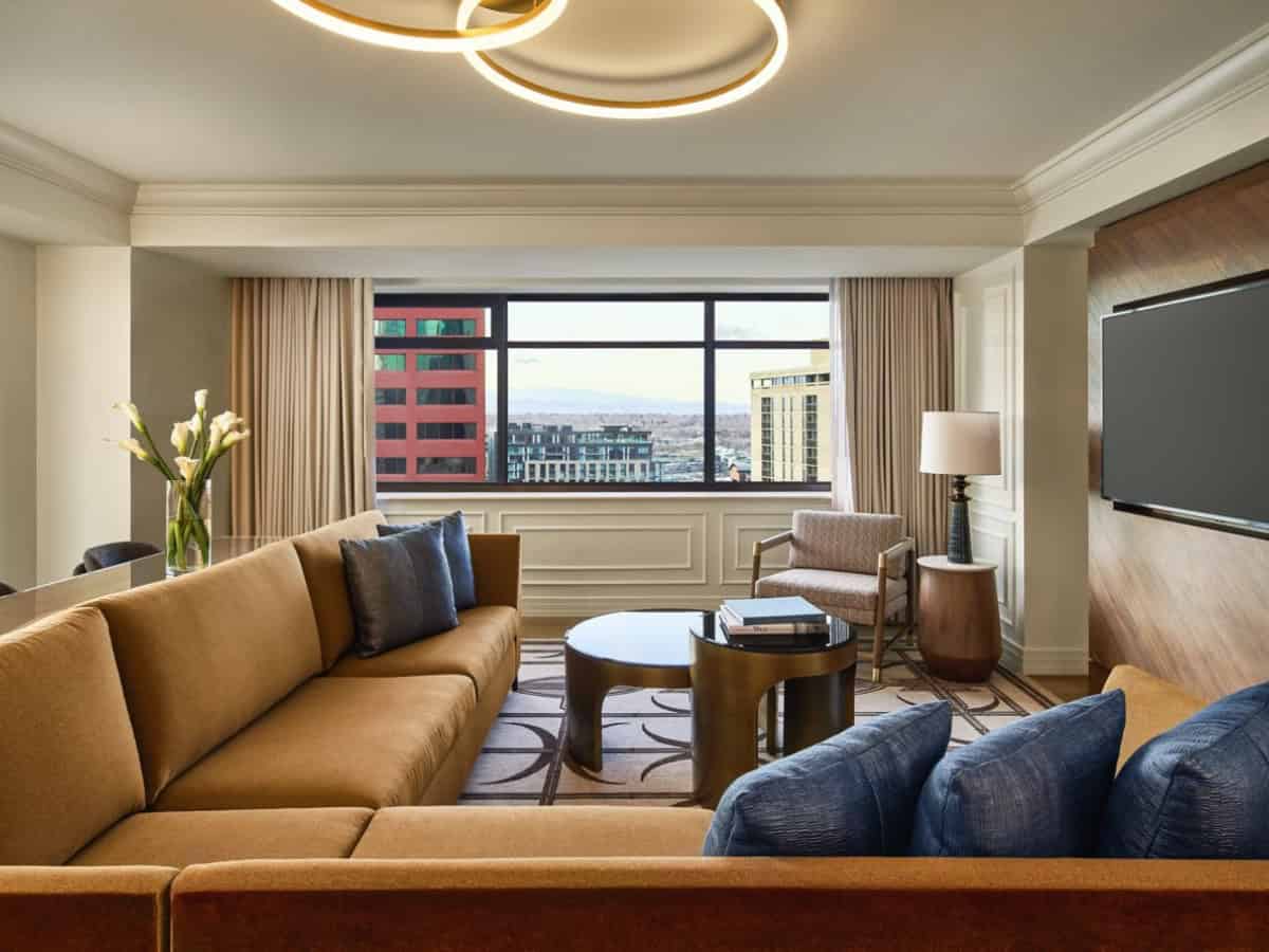 Exterior view of The Ritz-Carlton hotel in downtown Denver, Colorado.