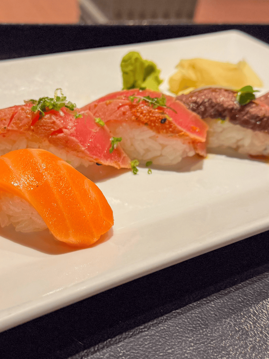 A selection of New Zealand Salmon, Wagyu Steak, and Seared Tuna at Japango Boulder