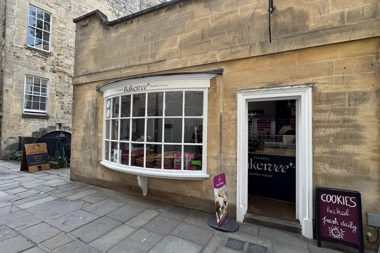 Exterior of The Bath Bakervee bakery in Bath, England