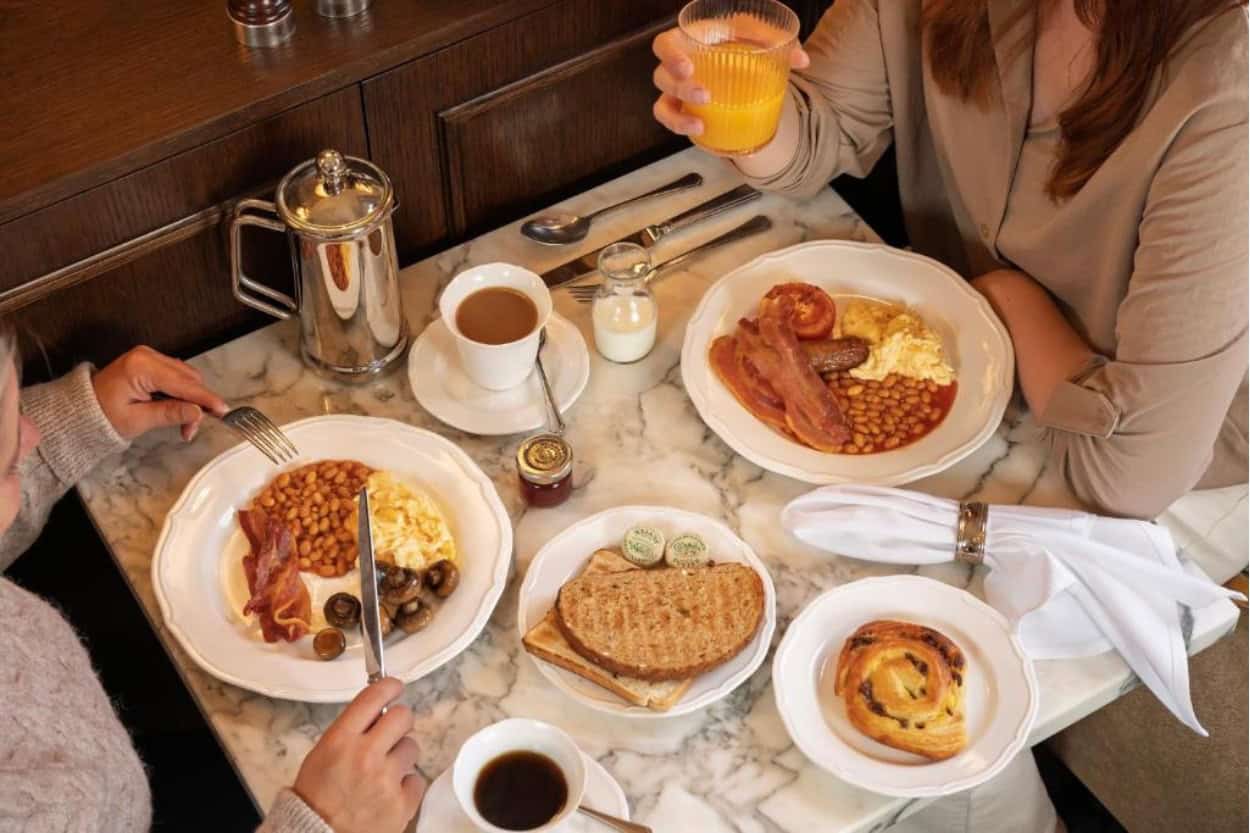British breakfast spread at The Francis Hotel in Bath, England