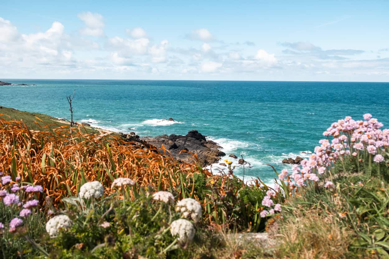 The rugged Cornwall coastline with dramatic cliffs and ocean views in England