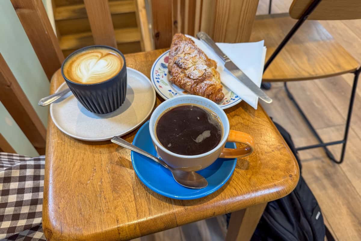 Coffee and croissants at Paper Boat Cafe Oxford