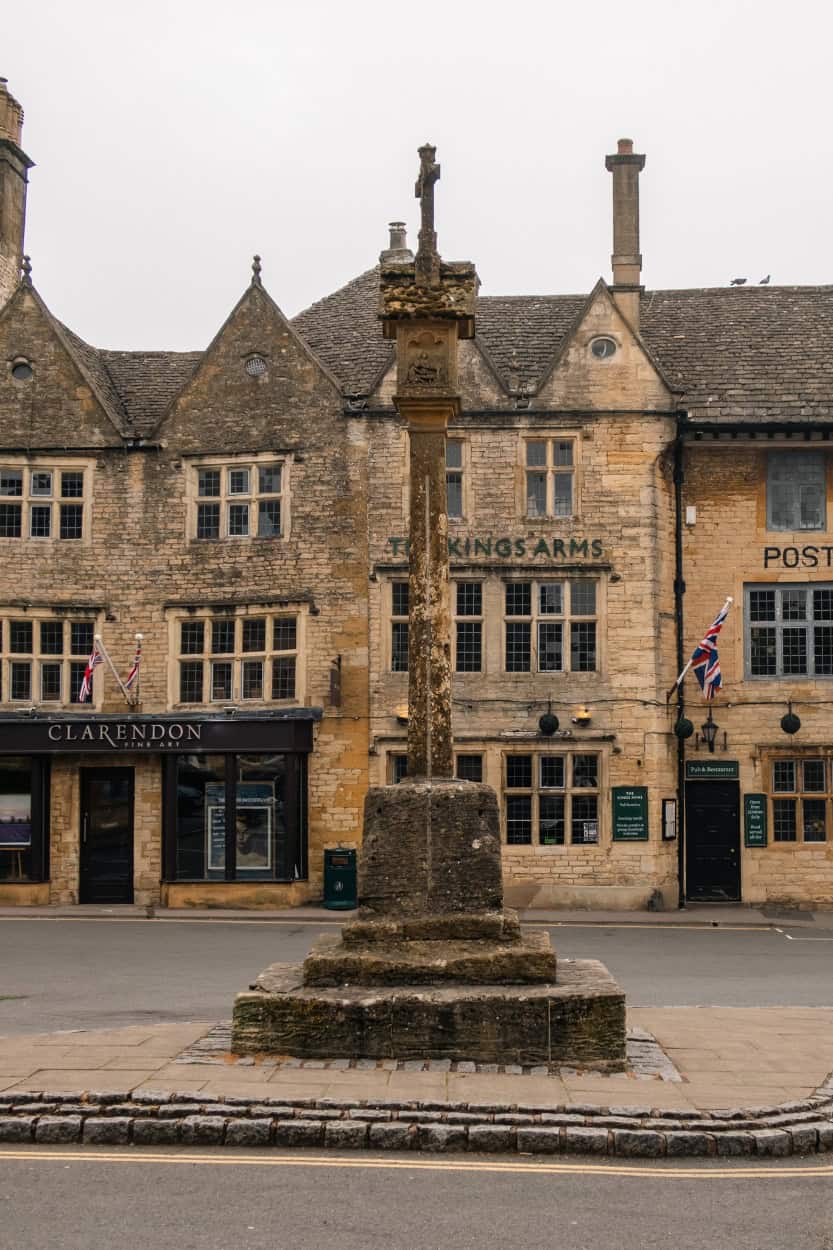 Main square in Stow-on-the-Wold walking the Cotswolds England