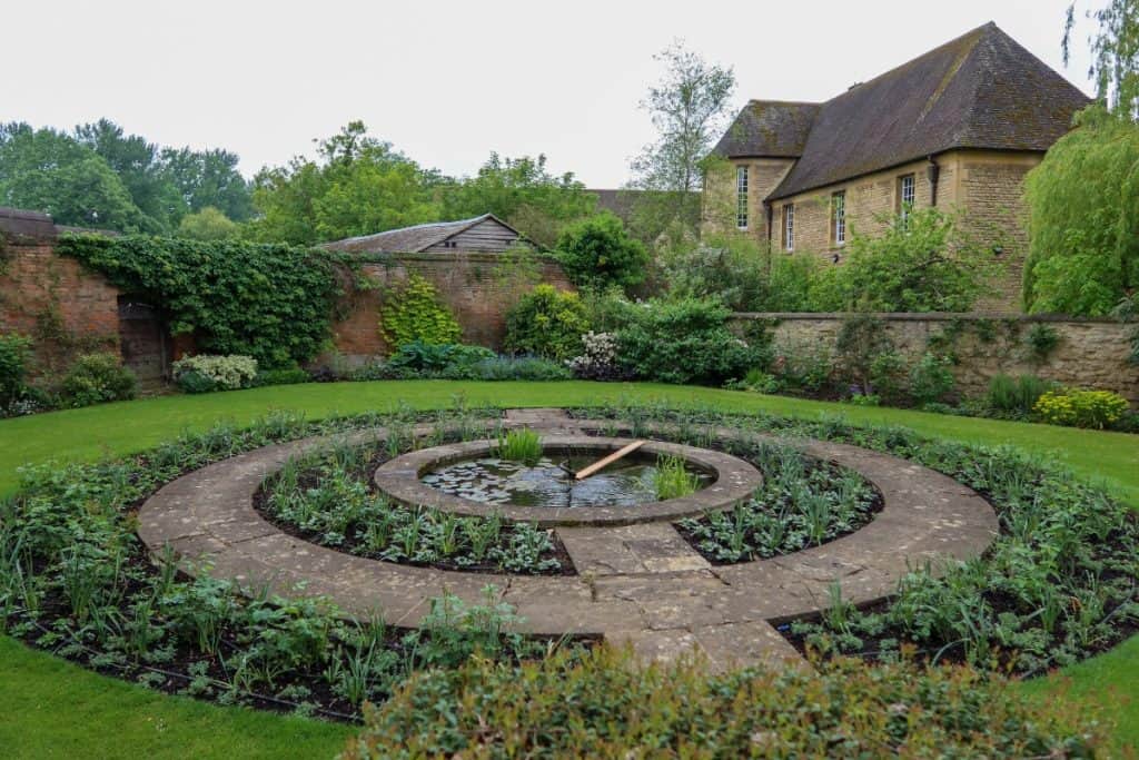 Stone fountain along the Broad Walk at Christ Church College Oxford