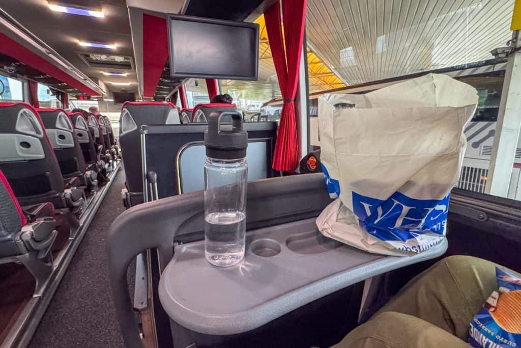 Inside the National Express bus from Heathrow to Oxford clean interior