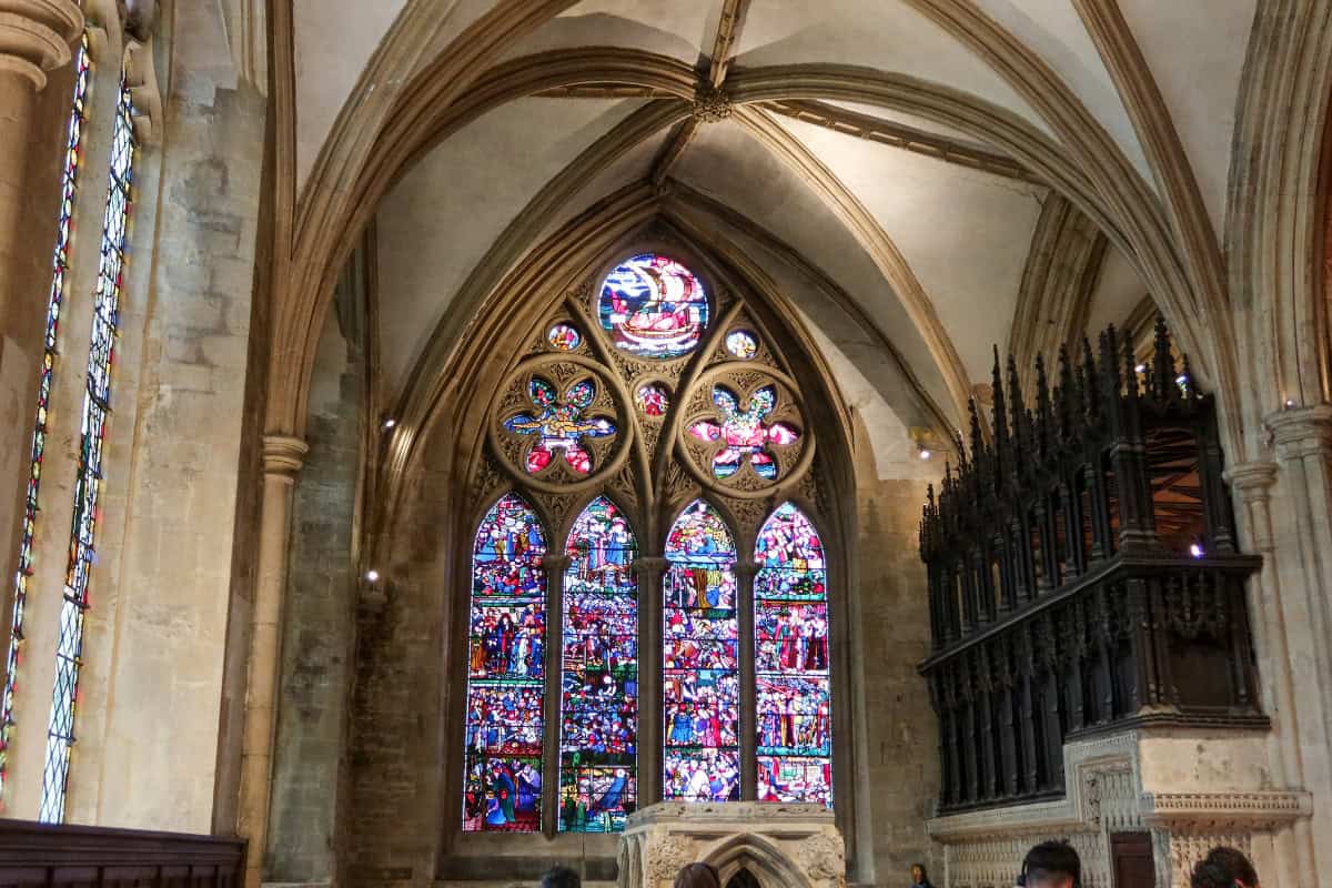 Stained glass windows inside Christ Church Cathedral Oxford