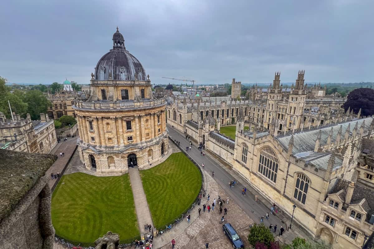 Radcliffe Camera Oxford seen from the top of St Mary's Church Tower
