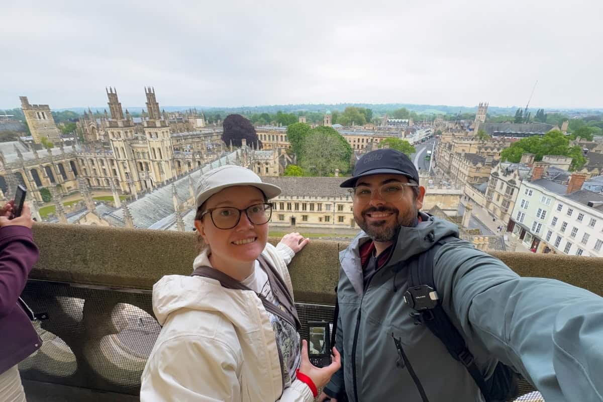 Katie and Joey on top of St Mary's Church Tower Oxford