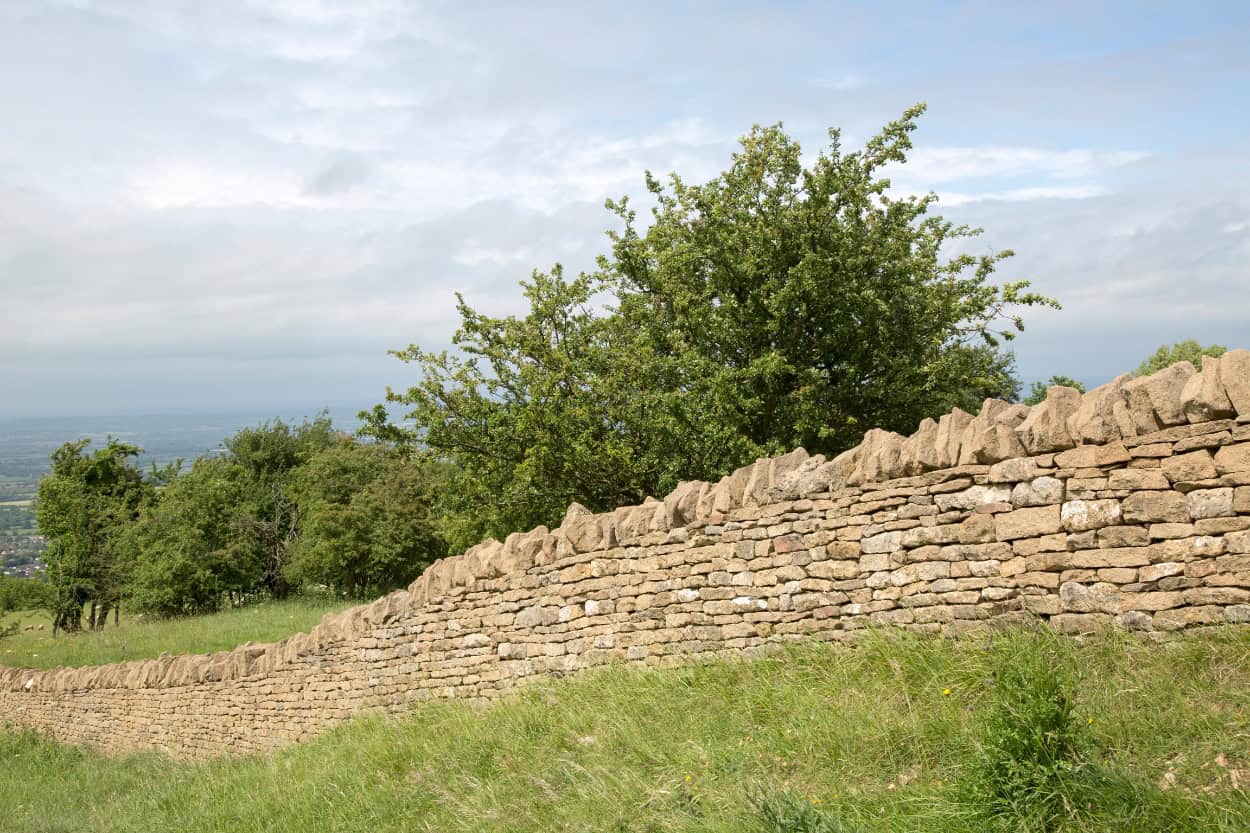 Traditional stone wall walking the Cotswolds near Broadway