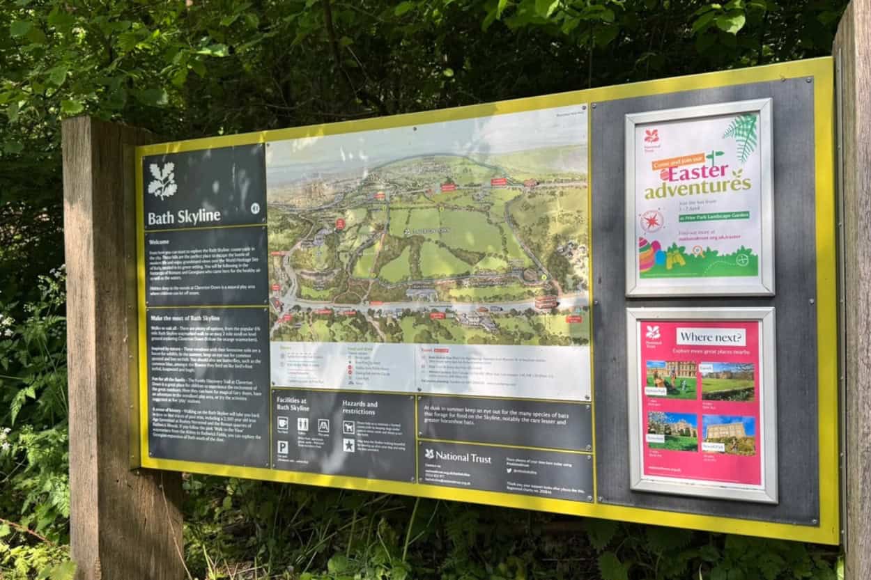 Information sign on the Bath Skyline Trail walking the Cotswolds in Bath