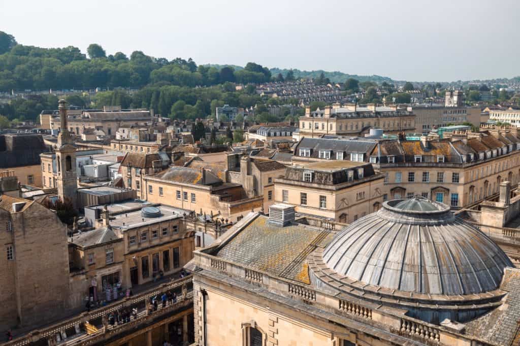 View over Bath, England from the top of the Bath Abbey tower