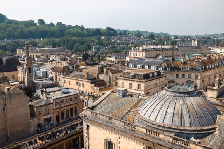 View over Bath, England from the top of the Bath Abbey tower