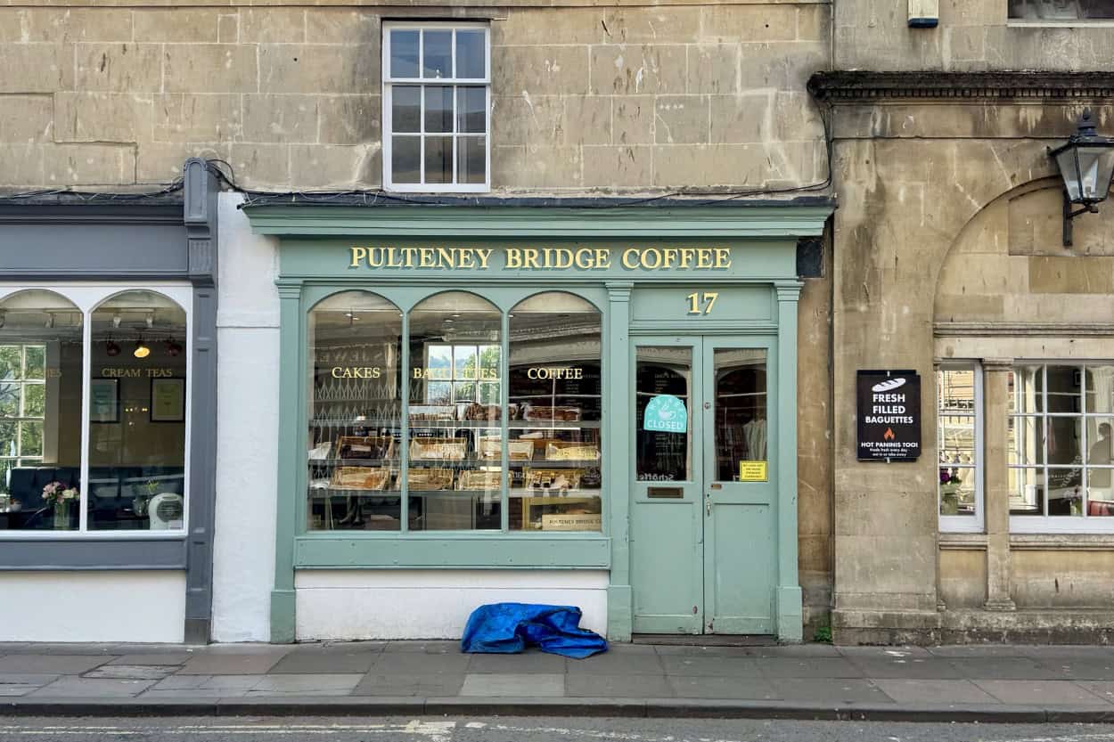 The Bridge Coffee Shop on Pulteney Bridge in Bath, England