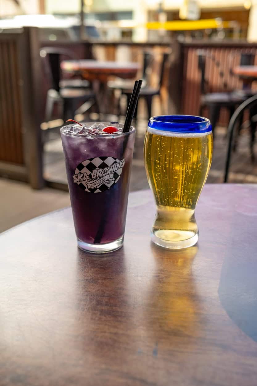 Pigsicle cocktail and local beer at Purple Pig Pizzeria in Alamosa, Colorado