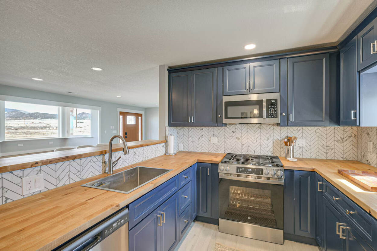 Kitchen with a view of Great Sand Dunes National Park at Sand Dunes Escape & Epic Stargazing in Blanca