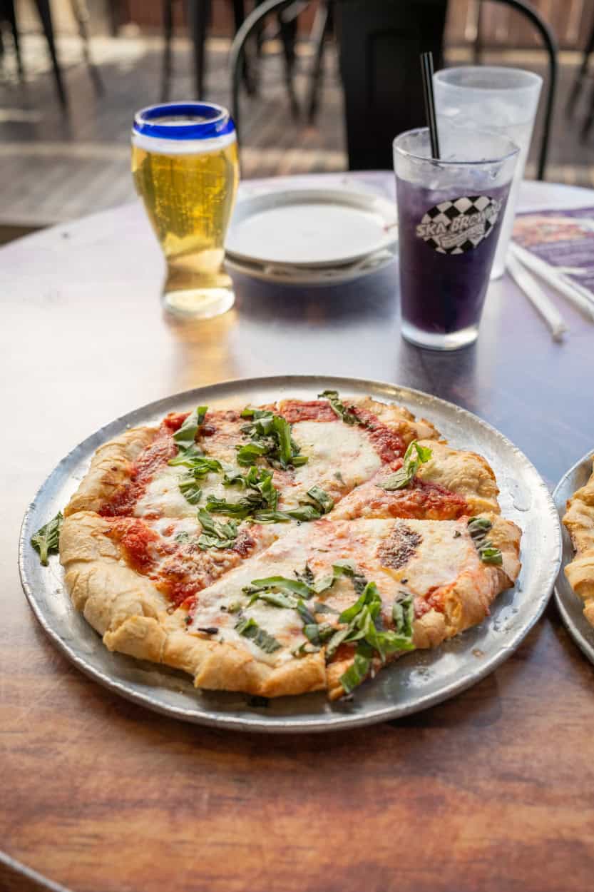 Margherita pizza at Purple Pig Pizzeria in Alamosa, Colorado
