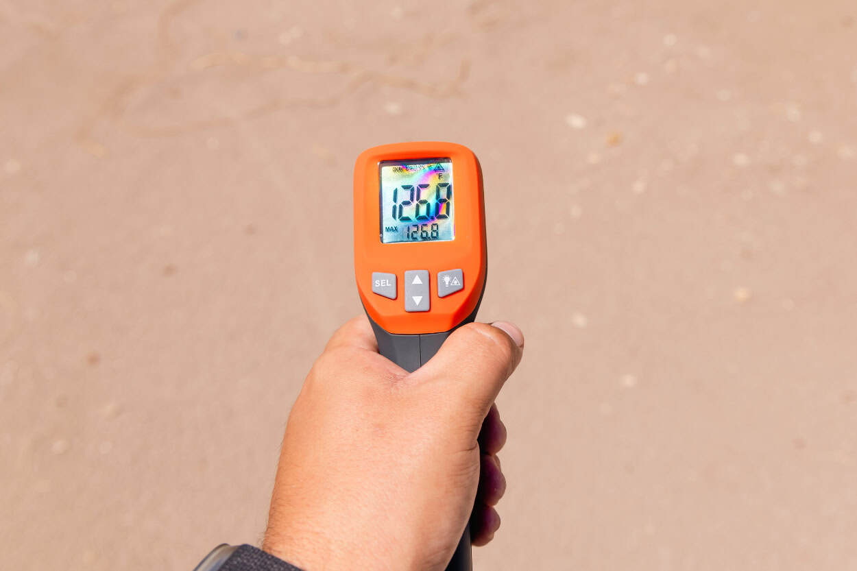 Heat gun reading 126.8 degrees on the sand at Great Sand Dunes National Park