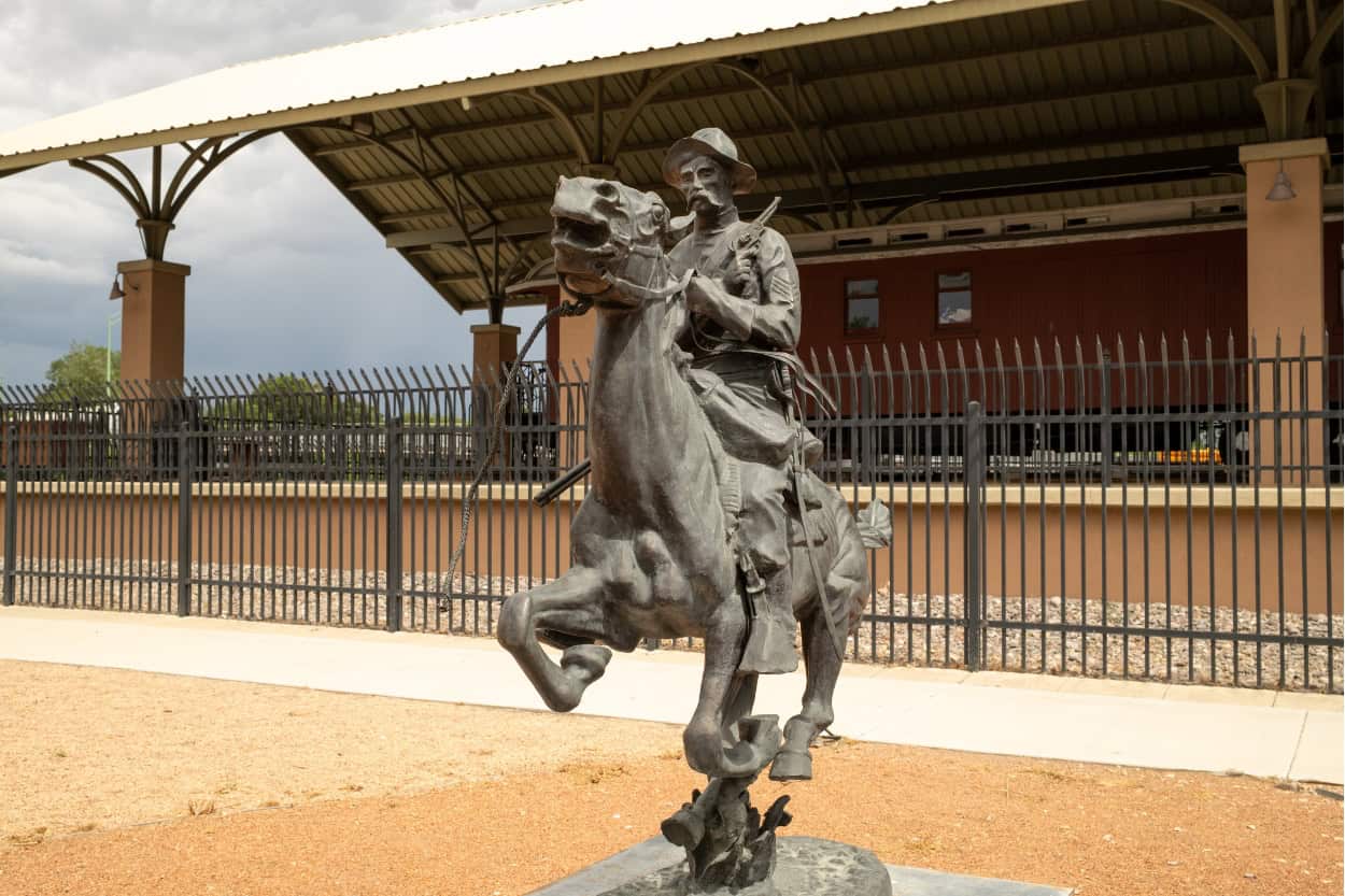 Cowboy statue near the Alamosa Public Library in Colorado
