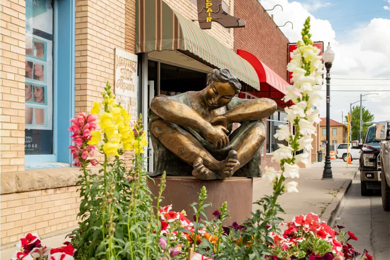 Statue on Main Street in downtown Alamosa, Colorado